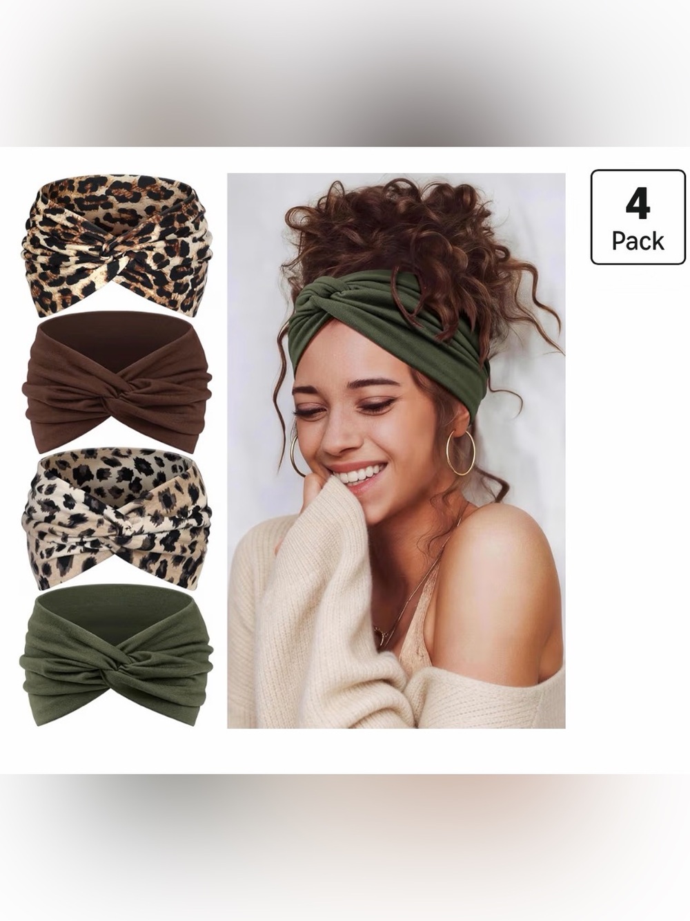 Mixed Color Headband Set - Olive, Burgundy & Leopard